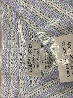 Cabin Creek White Shirt with Pastel Blue, Pink, and Green Stripes